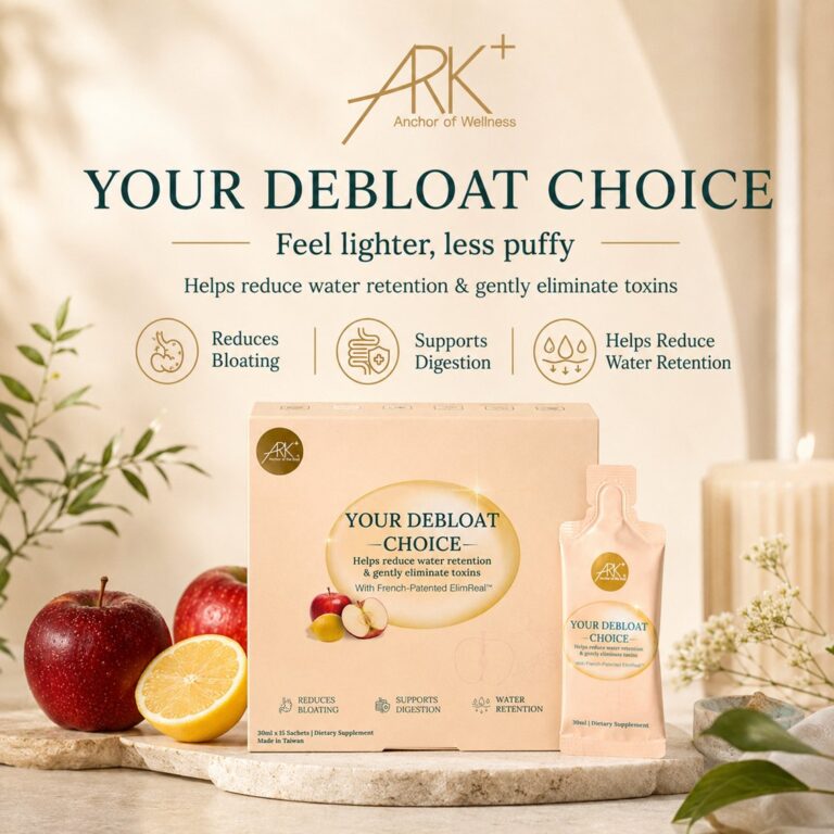 ARK+ Your Debloat Choice box and 30ml sachet for reducing bloating and water retention